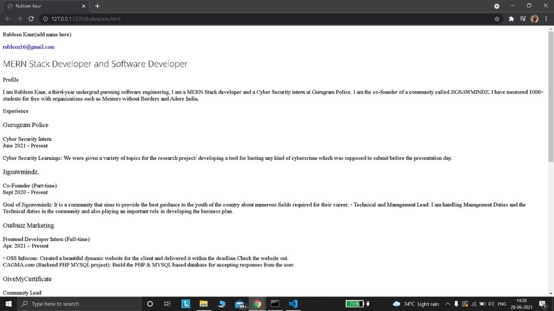 Resume-HTML-starterpack – screenshot 2