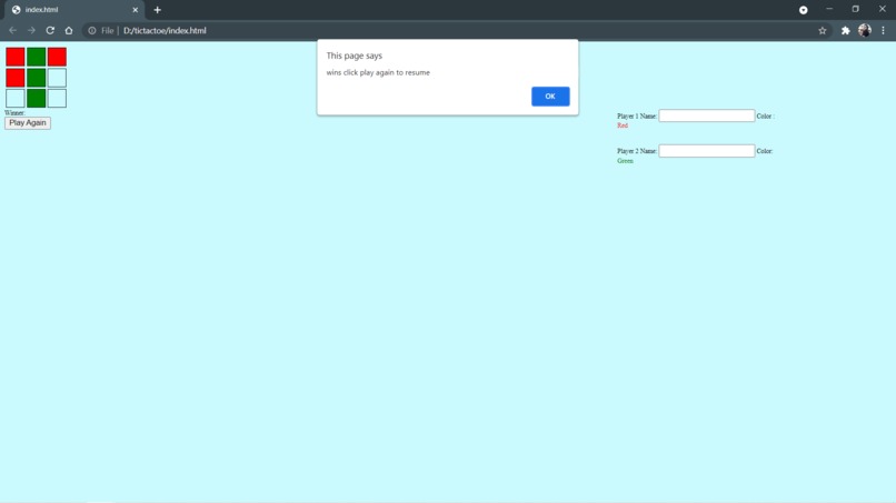 Creating a two player game – screenshot 1