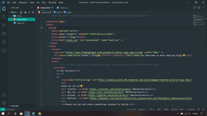 Asher's Blog using Replit Boilerplate – screenshot 3