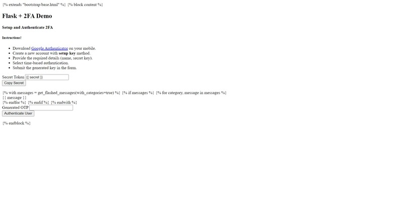 Two Factor Authentication – screenshot 1