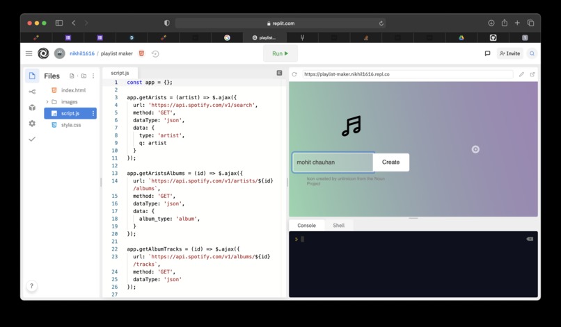 playlist generator – screenshot 1