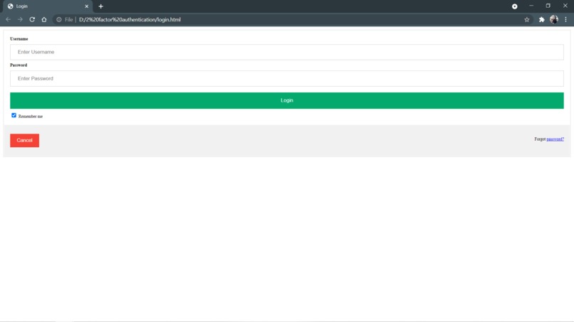 A two-factor Authentication System – screenshot 1