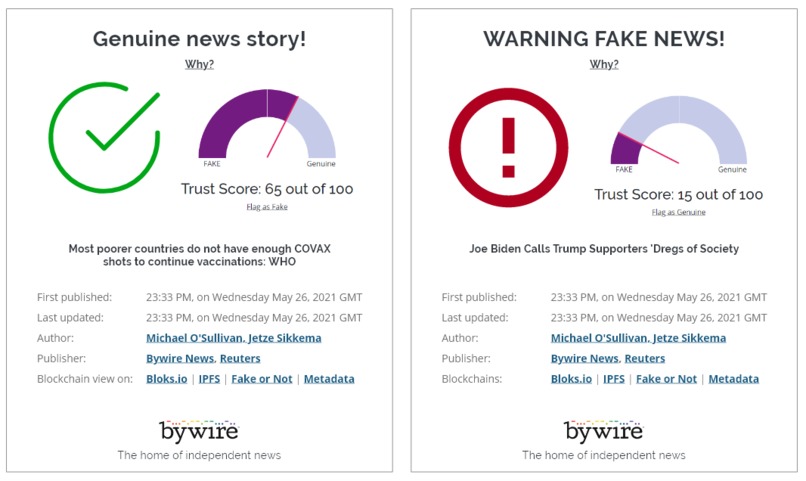 Bywire Fake News Detector – screenshot 1
