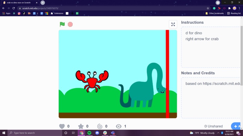 dino vs. crab 2 player game – screenshot 1