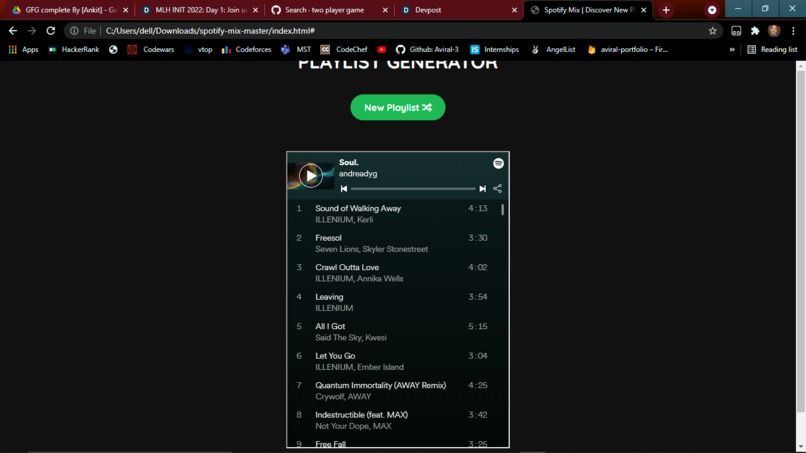playlist generator – screenshot 1