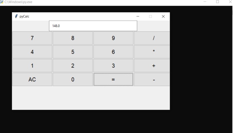 Python GUI calculator – screenshot 1