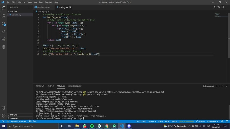 Write Code to Sort a List – screenshot 1