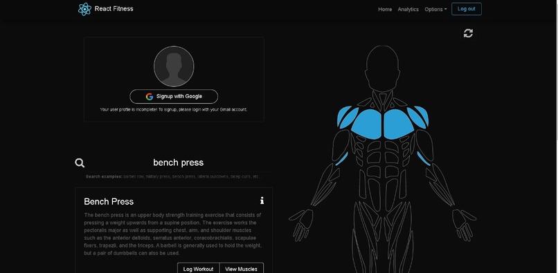 FitnessApp – screenshot 1