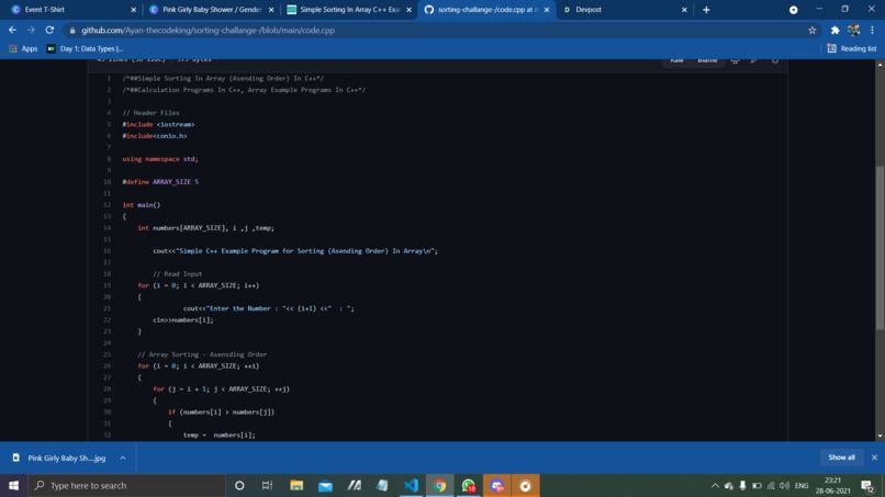 sorting a list challange  – screenshot 1