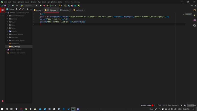Sorting list – screenshot 1