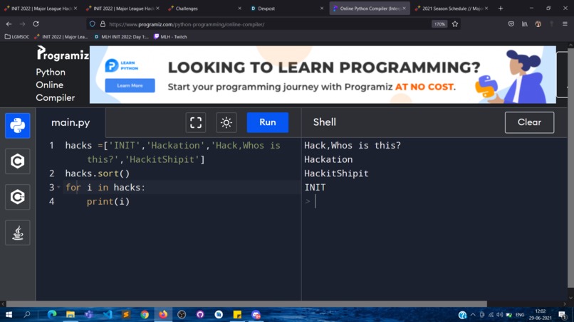 Sort a list – screenshot 1
