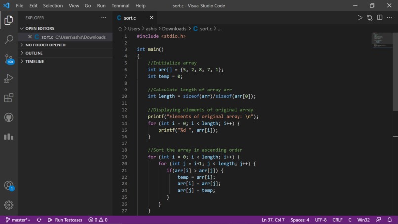 Sort a list – screenshot 1