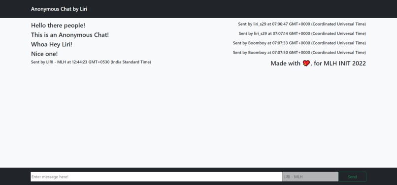 Anonymous Chat - MLH INIT – screenshot 2