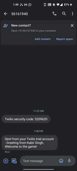 Build a Twilio Powered Game – screenshot 1