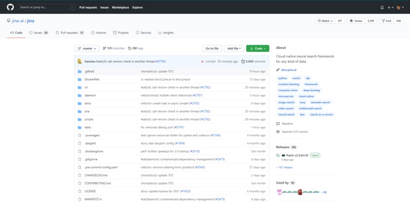 fork and star jina repo – screenshot 1