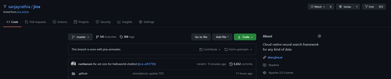 fork and star the jina github repository – screenshot 2