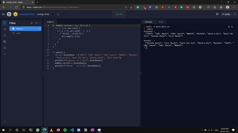 Sort A List in New Language – screenshot 1