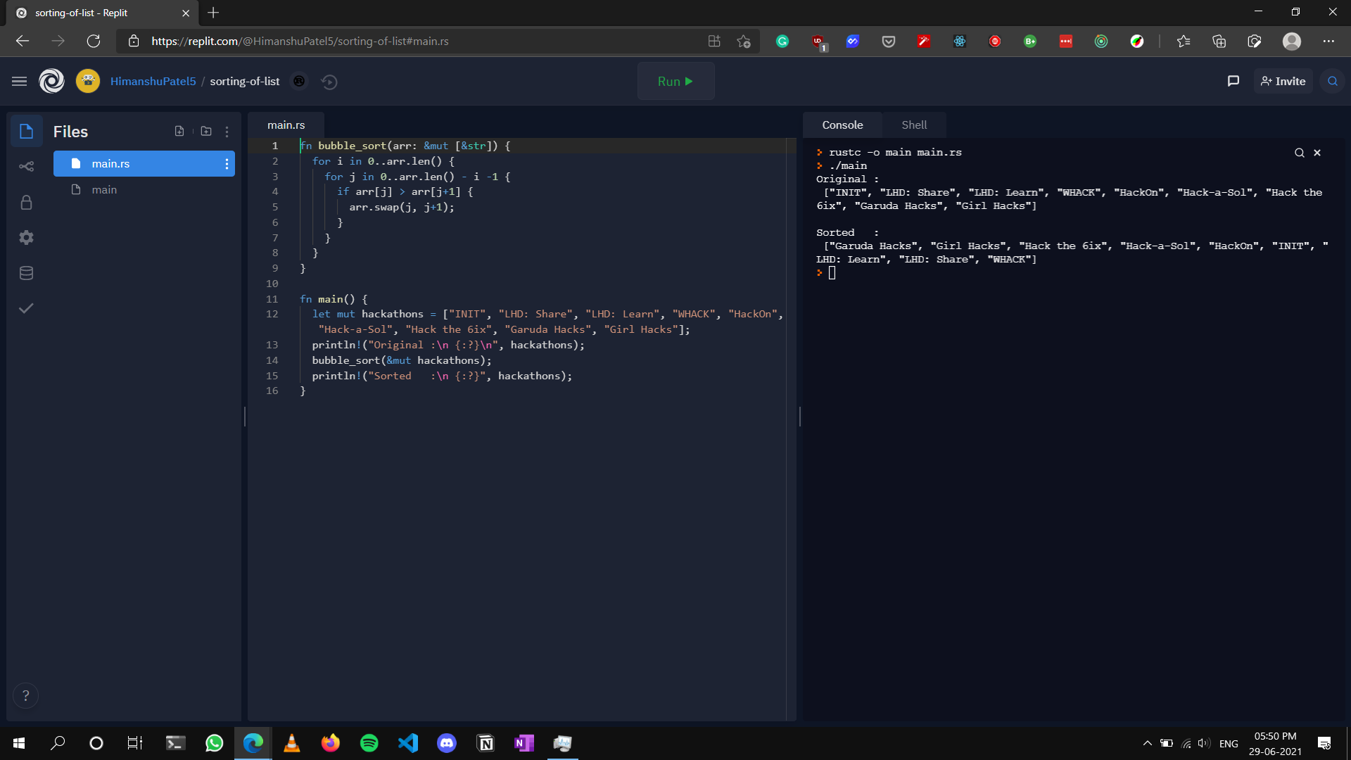 Sort A List in New Language | Devpost