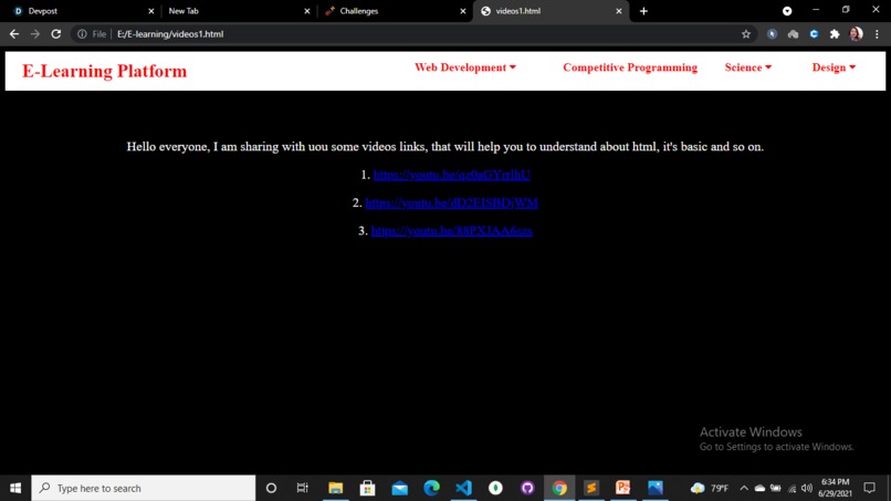 E-Learning platform – screenshot 1