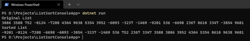 Singly Linked List in C# – screenshot 1