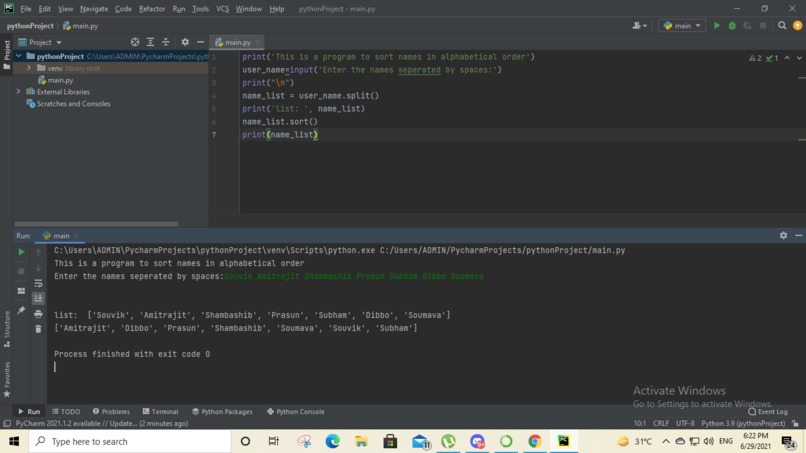 Sorting List – screenshot 1