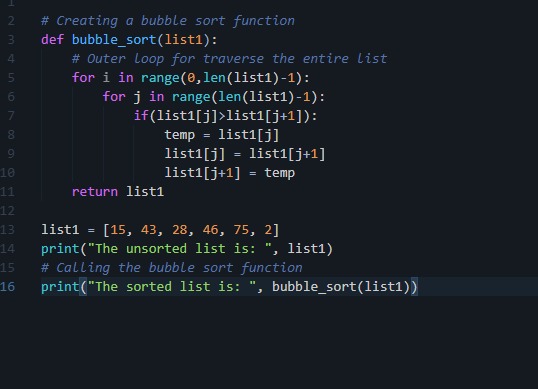 Code to Sort a List – screenshot 1