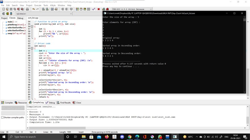 Write Code to Sort a List – screenshot 1