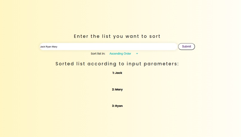List sorter – screenshot 1