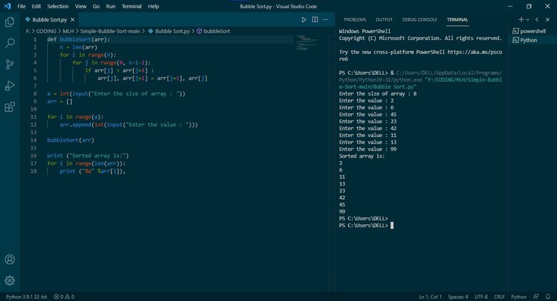 Sorting a List – screenshot 1