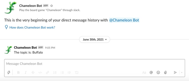 Chameleon Slack Bot – screenshot 2