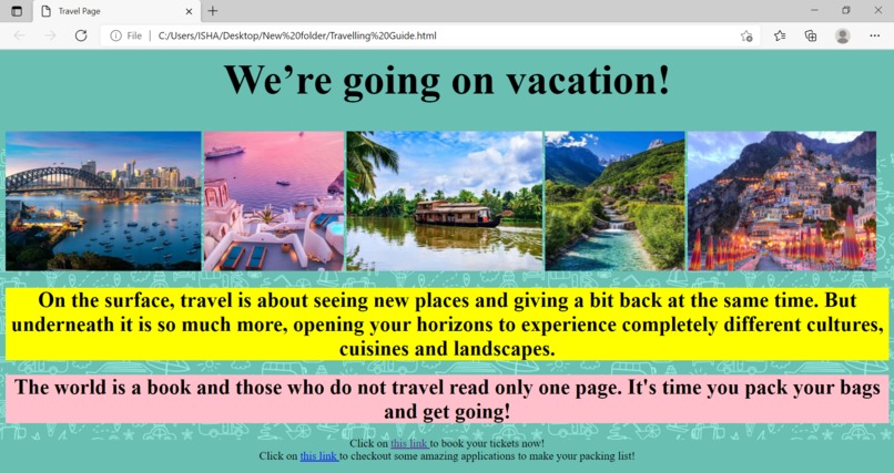 Travel Page – screenshot 1