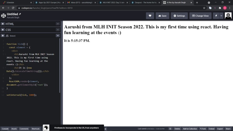 Built a clock with React – screenshot 4