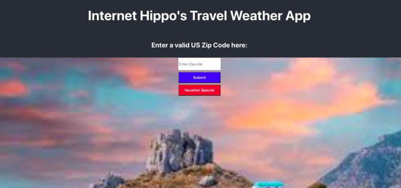 Internet Hippo's Travel Weather App – screenshot 1