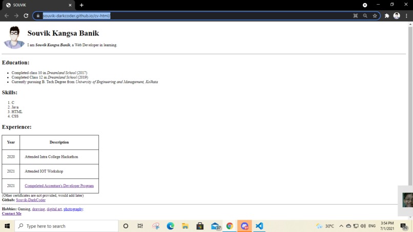 HTML portfolio – screenshot 1
