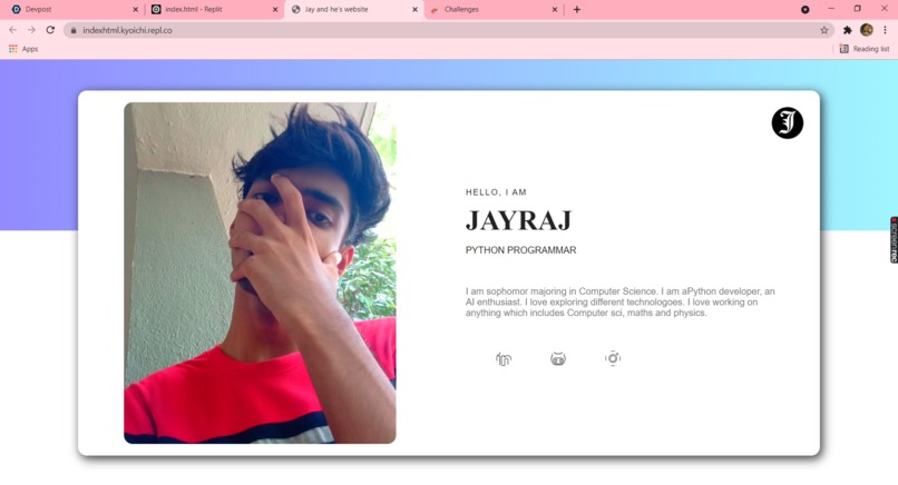 personal website – screenshot 1