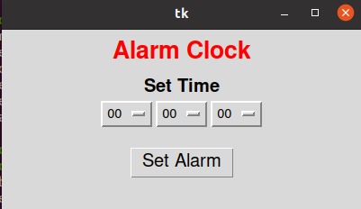 Alarm app using Tkinter – screenshot 1