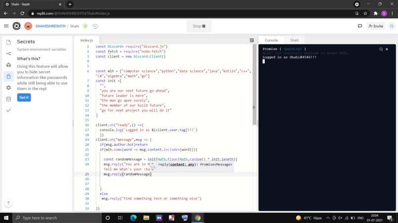 my discord bot – screenshot 1