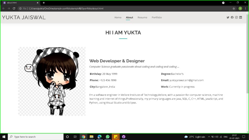 Portfolio – screenshot 1
