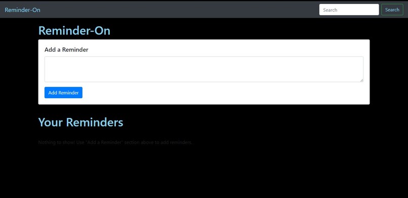 Reminder web application – screenshot 1