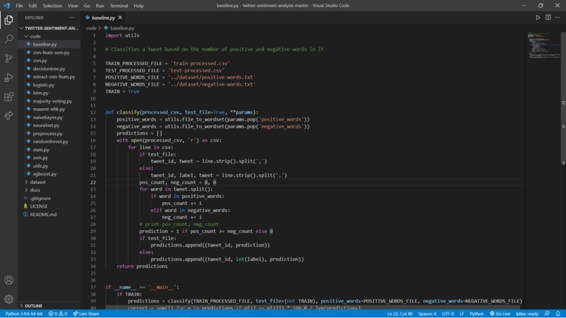 Sentiment analysis – screenshot 1