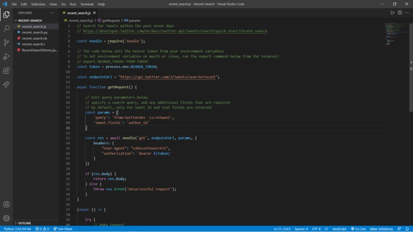 Recent search – screenshot 1
