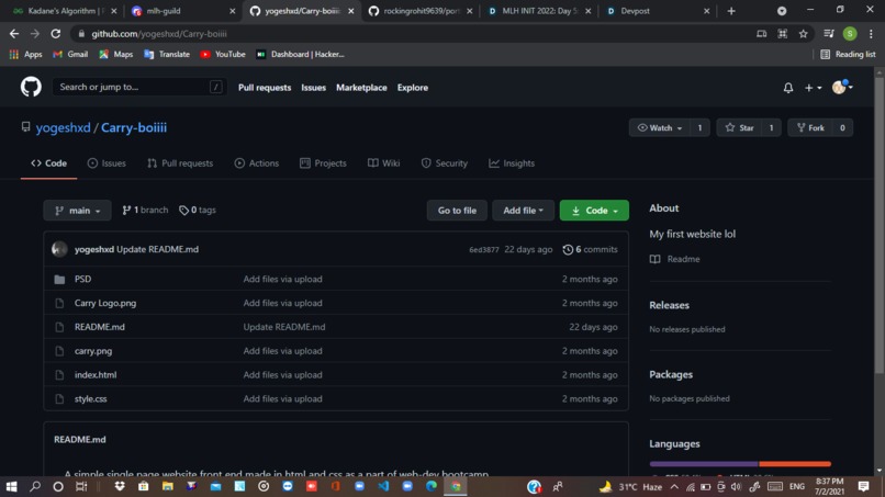 Redesigned website – screenshot 1