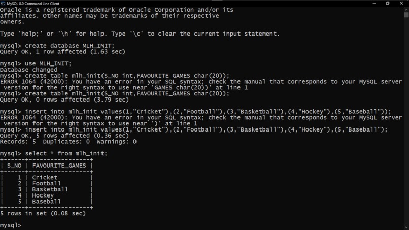 Database – screenshot 1