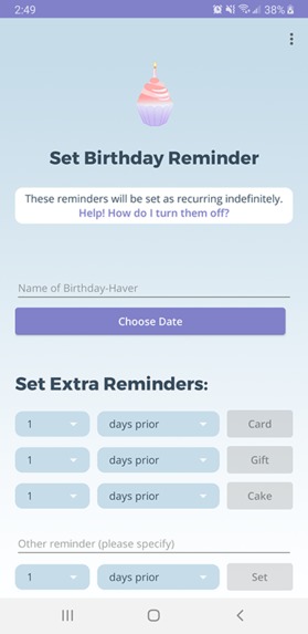 BirthdayTracker – screenshot 2