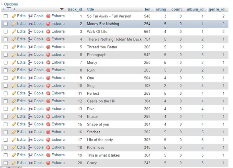 Database – screenshot 1