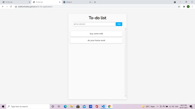 TO-DO APPLICATION – screenshot 1