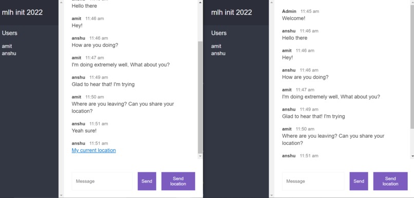 Chat application – screenshot 1