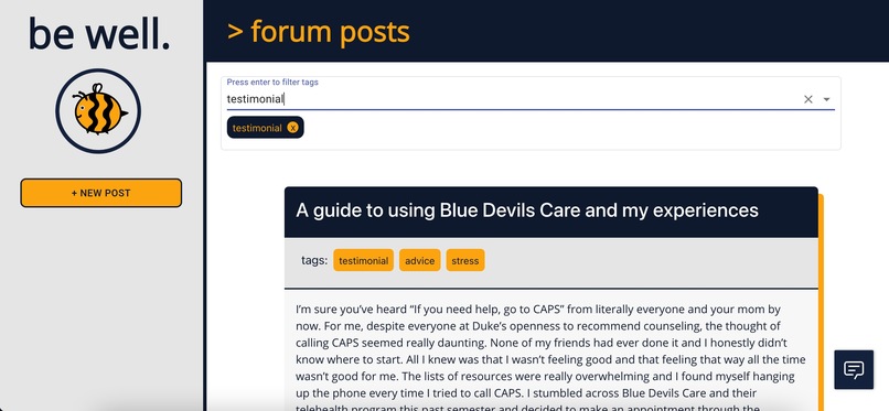 Be Well: Mental Health for Students, by Students – screenshot 1