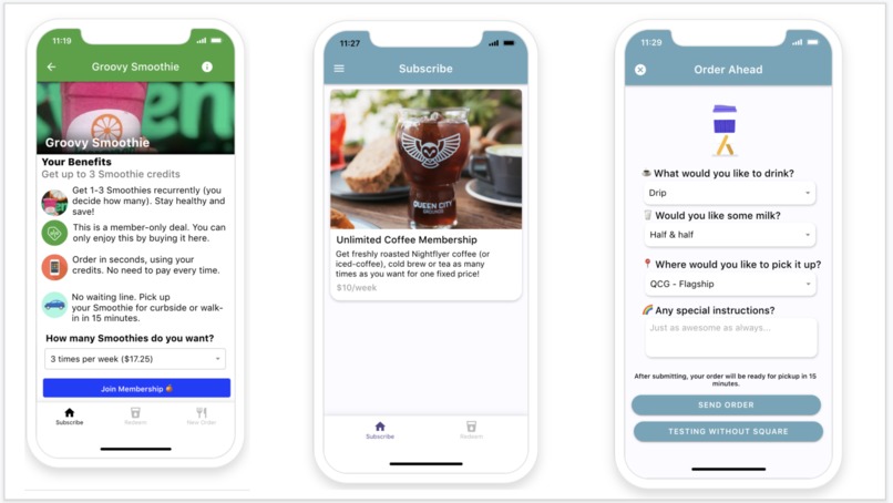 End-to-end subscription system for restaurant & coffee shop – screenshot 1
