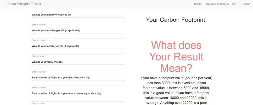 Carbon Footprint Tracker – screenshot 1